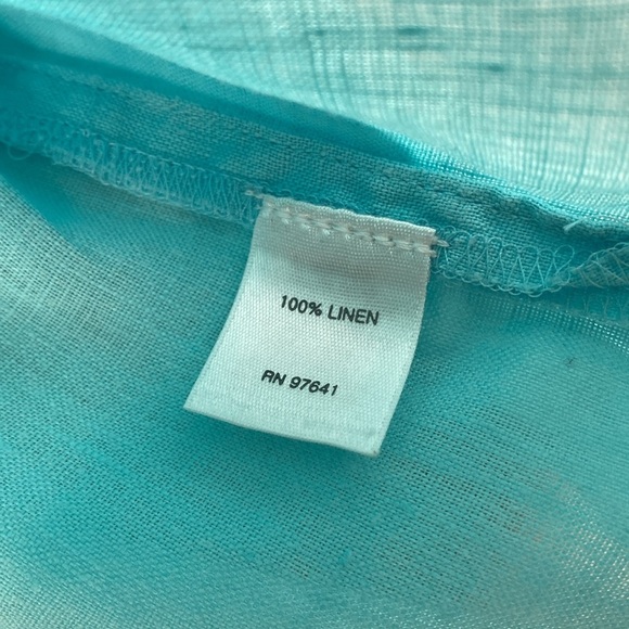 J. Jill love linen button up blouse XL turquoise teal beach travel casual resort - Picture 6 of 10
